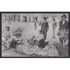 COSTUMBRES CHILENAS VENDEDORA DE FLORES SANTIAGO CHILE ANTIGUA TARJETA POSTAL